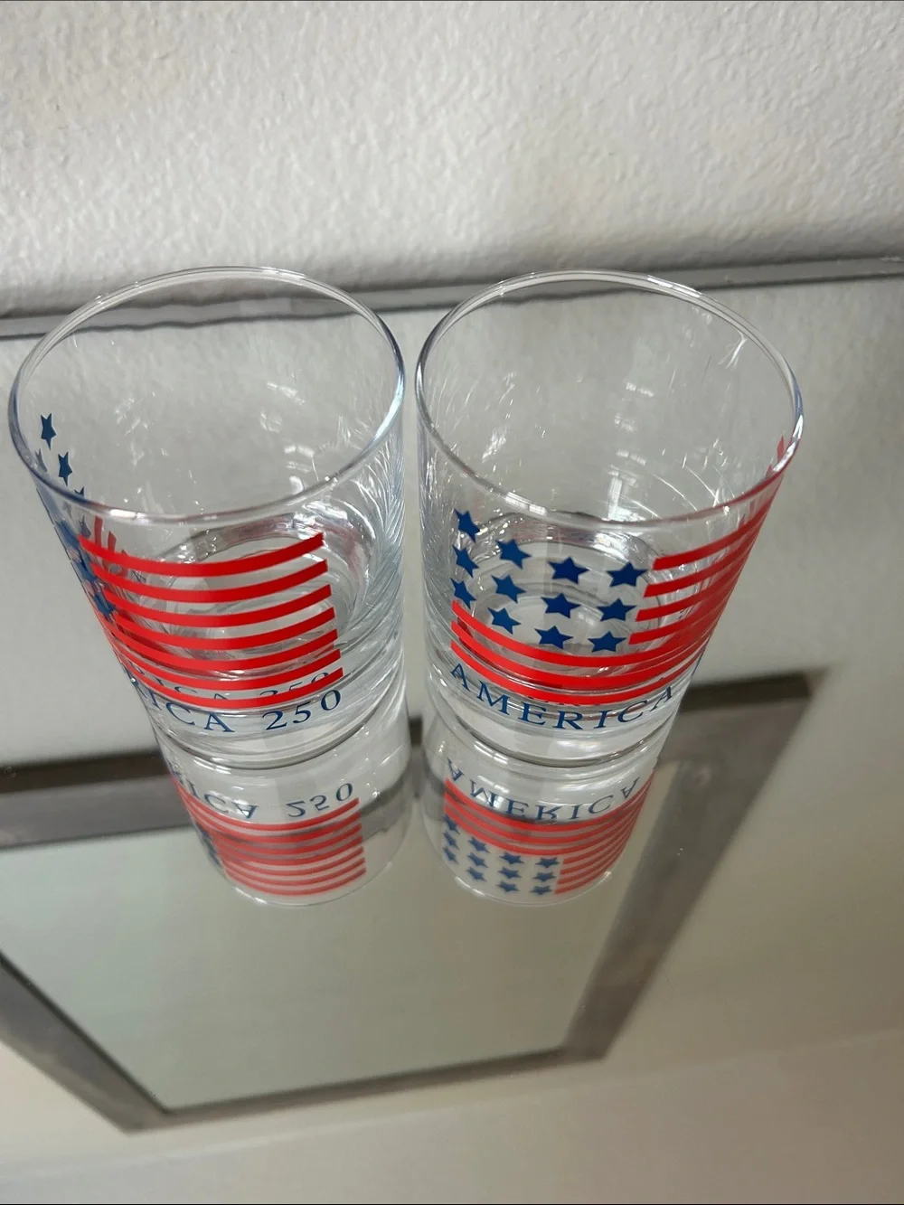 America 250 drinking glasses, Stars and Stripes, set of 2, NEW